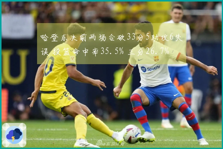哈登东决前两场合砍33分5助攻6失误 投篮命中率35.5% 三分26.7%